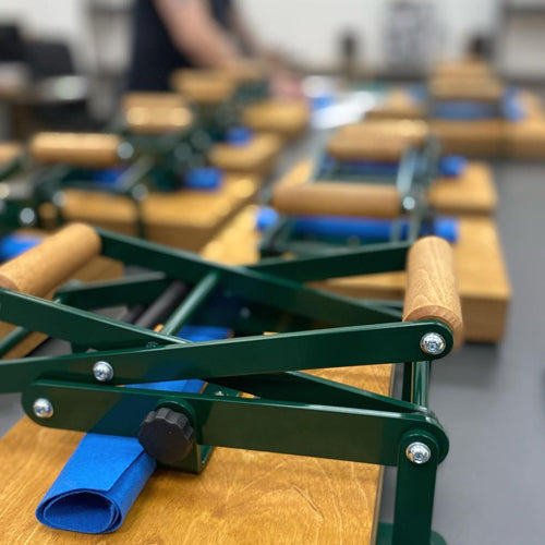 a row of lino presses on a table